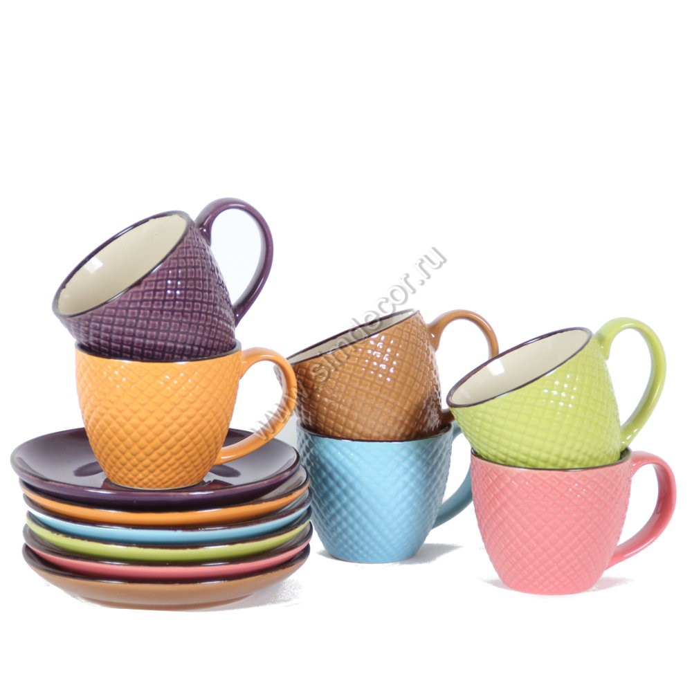 Разноцветные чашки с блюдцем Vernici