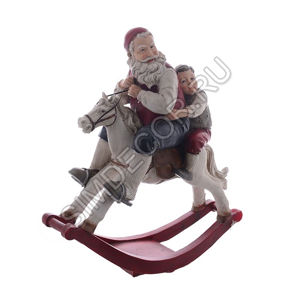 Новогодняя фигурка Дед Мороз катается на лошадке