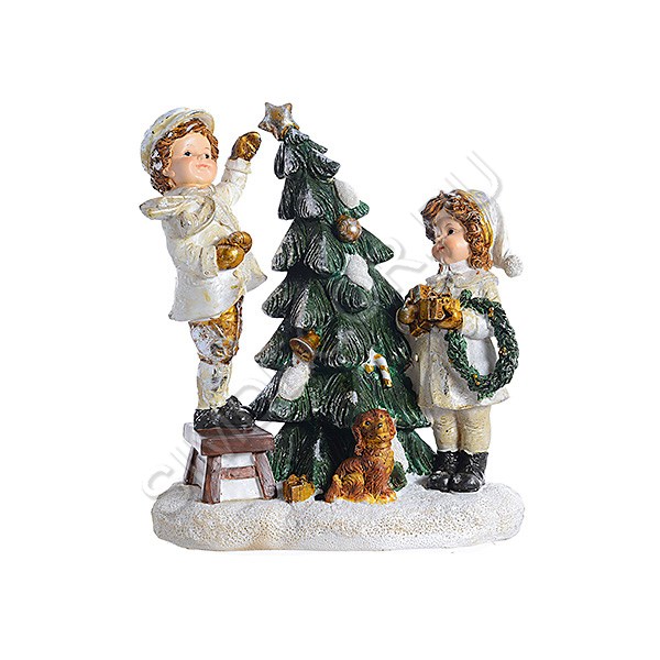 Фигурка новогодняя «Дети наряжают елку»