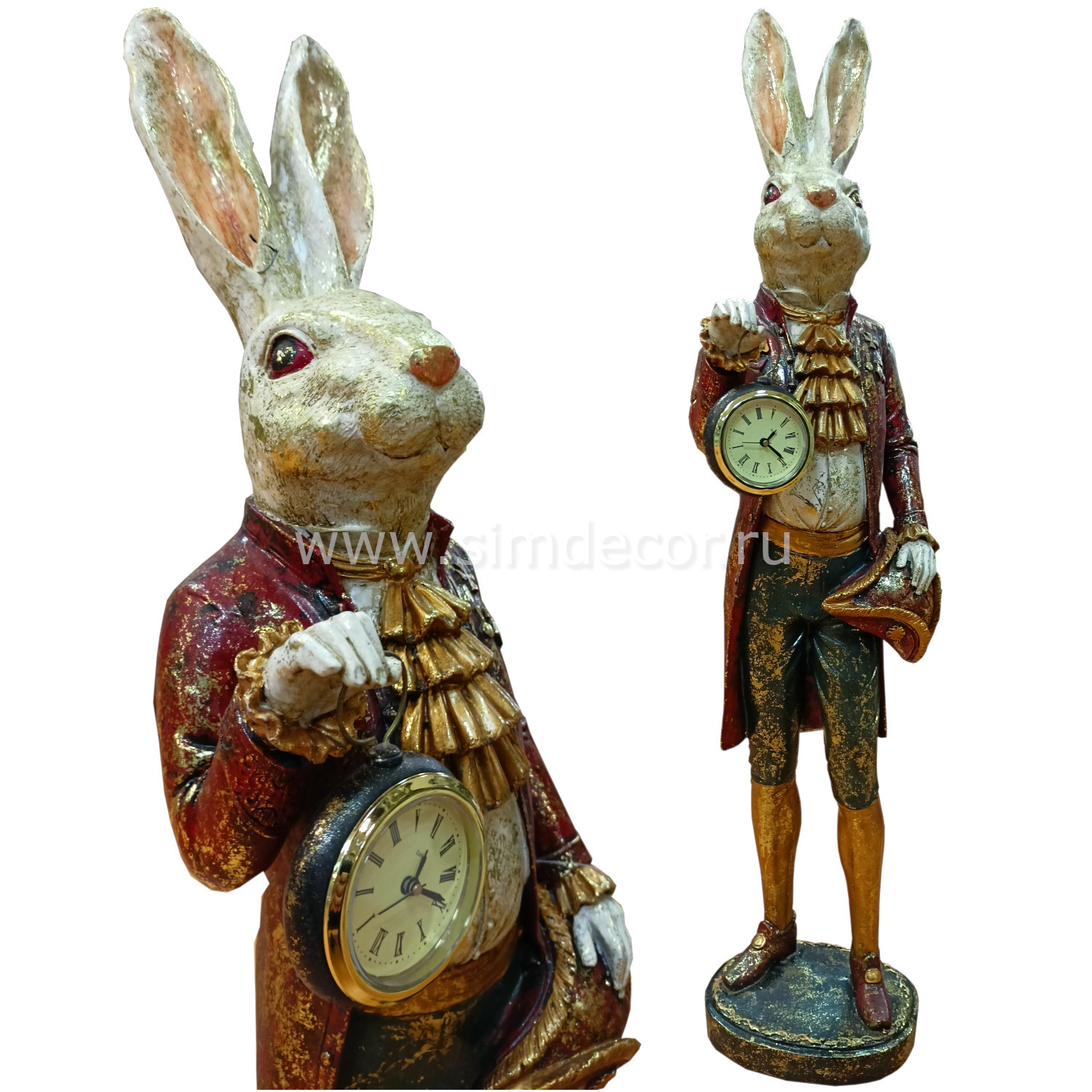 Фигурка-часы кролик с треуголкой в мундире