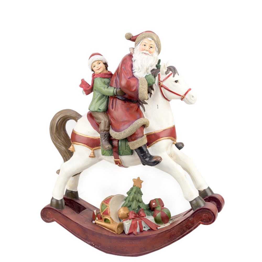 Новогодняя фигурка Дед Мороз на лошадке-качалке