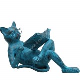 Большая фигурка Читающий кот бирюзовый цвет