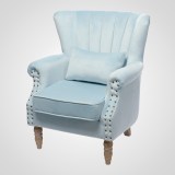 Кресло бархатное с мягкой подушкой: цвет голубой