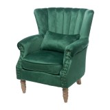 Кресло бархатное с мягкой подушкой: цвет зеленый