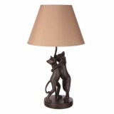 Настольная лампа танцующие кошки с бежевым абажуром