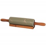 Керамическая скалка с деревянными ручками коричневая