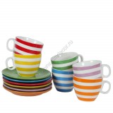 Разноцветные полосатые чашки с блюдцем Rainbow