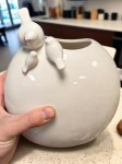Ваза керамическая белая с тремя птичками