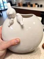 Ваза керамическая белая с тремя птичками
