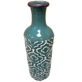 Керамическая бирюзовая ваза с орнаментом