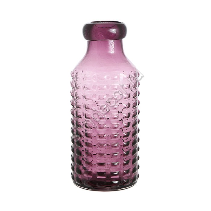 Стеклянная фиолетовая декоративная бутылка