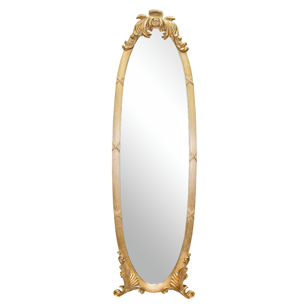 Овальное напольное зеркало в позолоченной раме
